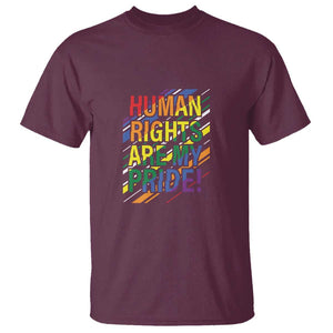 Proud Ally T Shirt Human Rights Are My Pride Rainbow LGBT Flag TS11 Maroon Print Your Wear