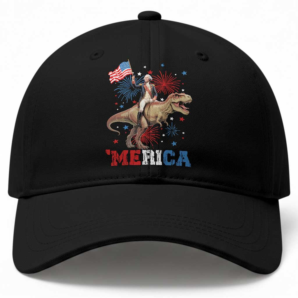 Funny George Washington Riding a Tyrannosaurus Rex 'Merica Baseball Cap American Flag TS11 Print Your Wear