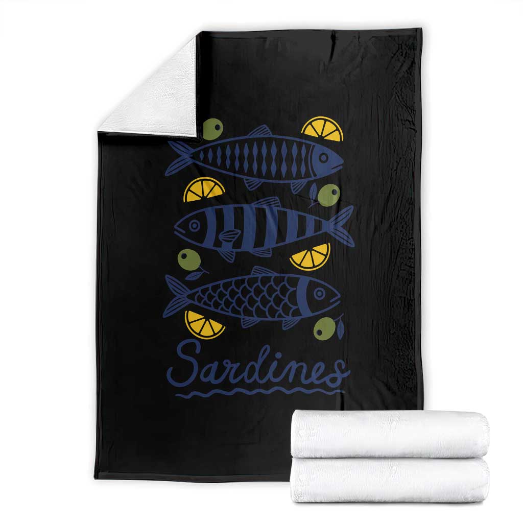 Minimal Sardines Fishermen Aesthetic Retro Throw Blanket TS11 White Print Your Wear