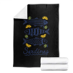 Minimal Sardines Fishermen Aesthetic Retro Throw Blanket TS11 White Print Your Wear