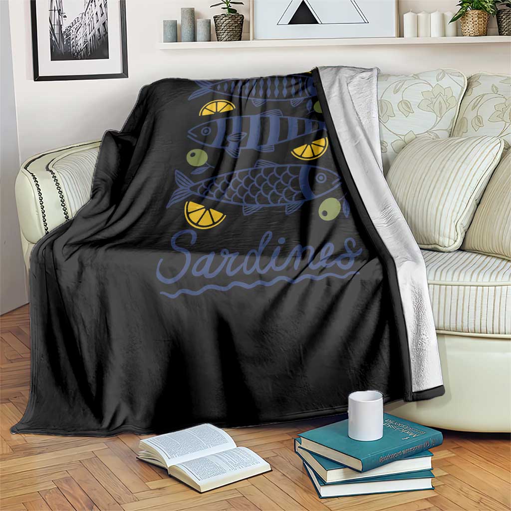 Minimal Sardines Fishermen Aesthetic Retro Throw Blanket TS11 Print Your Wear