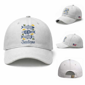 Minimal Sardines Fishermen Aesthetic Retro Baseball Cap TS11 Baseball Cap Universal Fit White Print Your Wear