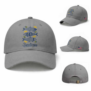 Minimal Sardines Fishermen Aesthetic Retro Baseball Cap TS11 Baseball Cap Universal Fit Sport Gray Print Your Wear