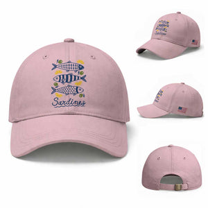 Minimal Sardines Fishermen Aesthetic Retro Baseball Cap TS11 Baseball Cap Universal Fit Light Pink Print Your Wear