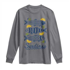 Minimal Sardines Fishermen Aesthetic Retro Long Sleeve Shirt TS11 Charcoal Print Your Wear