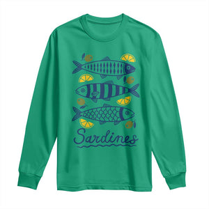 Minimal Sardines Fishermen Aesthetic Retro Long Sleeve Shirt TS11 Irish Green Print Your Wear