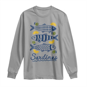 Minimal Sardines Fishermen Aesthetic Retro Long Sleeve Shirt TS11 Sport Gray Print Your Wear
