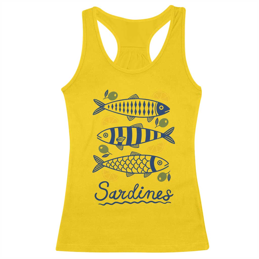 Minimal Sardines Fishermen Aesthetic Retro Racerback Tank Top TS11 Daisy Print Your Wear