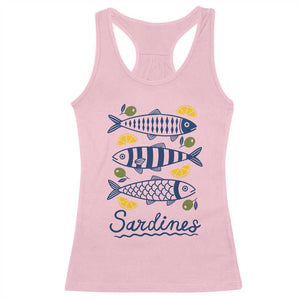 Minimal Sardines Fishermen Aesthetic Retro Racerback Tank Top TS11 Light Pink Print Your Wear