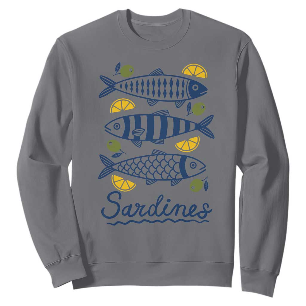 Minimal Sardines Fishermen Aesthetic Retro Sweatshirt TS11 Charcoal Print Your Wear