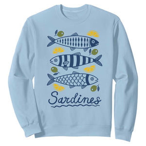 Minimal Sardines Fishermen Aesthetic Retro Sweatshirt TS11 Light Blue Print Your Wear