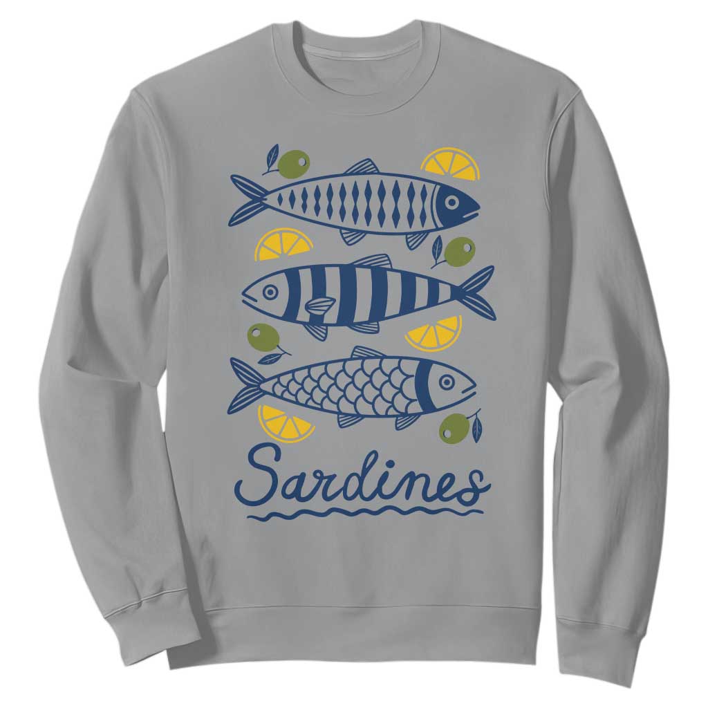 Minimal Sardines Fishermen Aesthetic Retro Sweatshirt TS11 Sport Gray Print Your Wear
