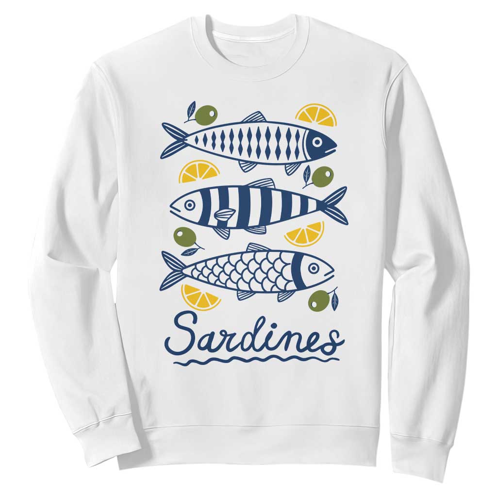 Minimal Sardines Fishermen Aesthetic Retro Sweatshirt TS11 White Print Your Wear