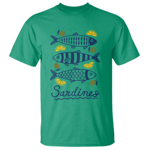 Minimal Sardines Fishermen Aesthetic Retro T Shirt TS11 Irish Green Print Your Wear
