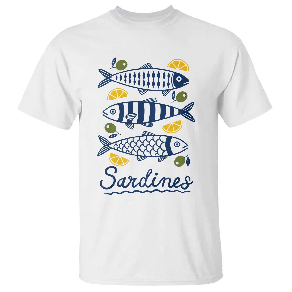 Minimal Sardines Fishermen Aesthetic Retro T Shirt TS11 White Print Your Wear