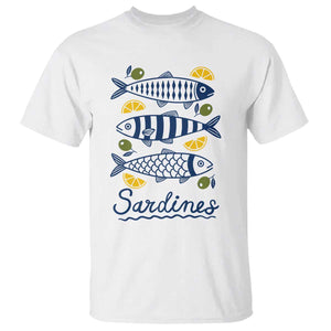 Minimal Sardines Fishermen Aesthetic Retro T Shirt TS11 White Print Your Wear