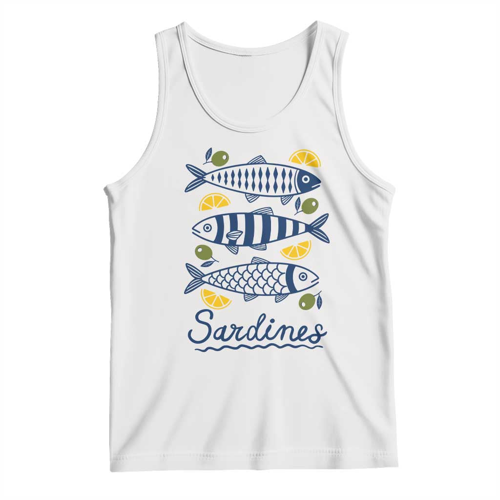Minimal Sardines Fishermen Aesthetic Retro Tank Top TS11 White Print Your Wear