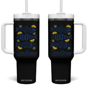 Minimal Sardines Fishermen Aesthetic Retro Tumbler With Handle TS11 One Size: 40 oz White Print Your Wear