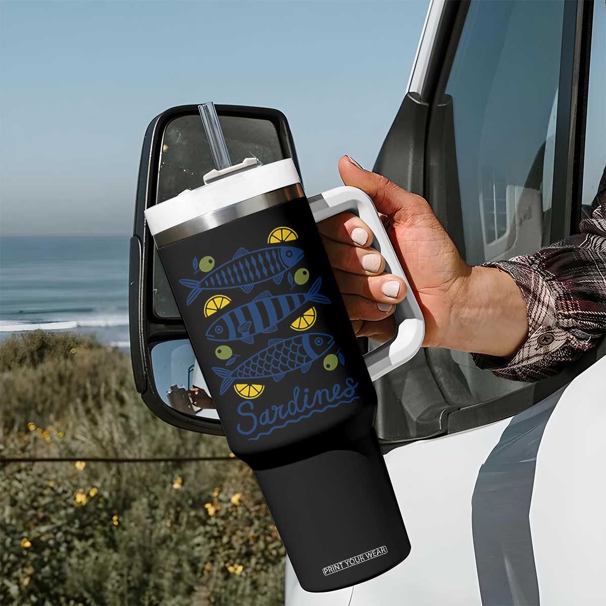 Minimal Sardines Fishermen Aesthetic Retro Tumbler With Handle TS11 Print Your Wear