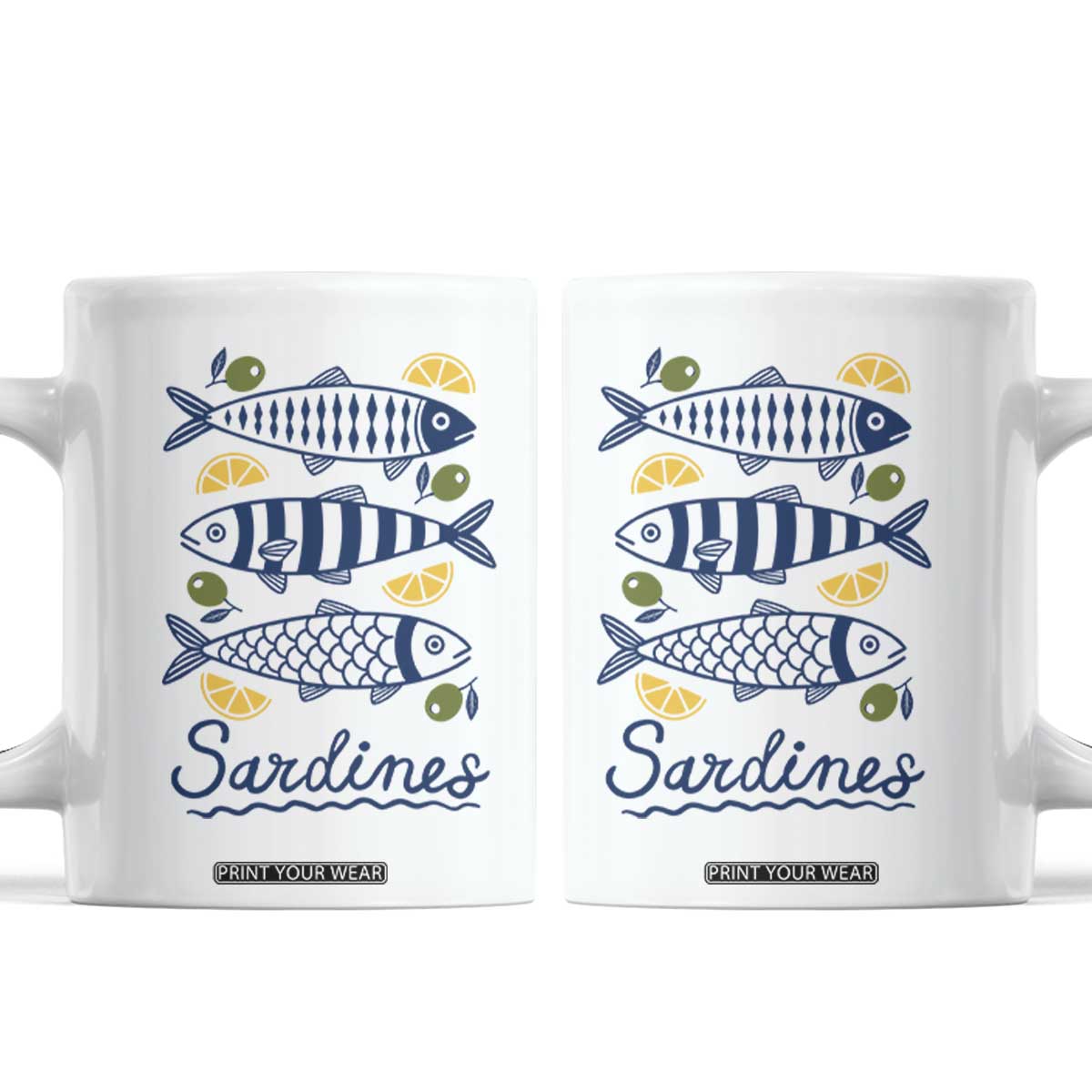 Minimal Sardines Fishermen Aesthetic Retro Coffee Mug TS11 White Print Your Wear