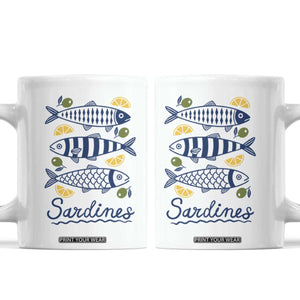 Minimal Sardines Fishermen Aesthetic Retro Coffee Mug TS11 White Print Your Wear