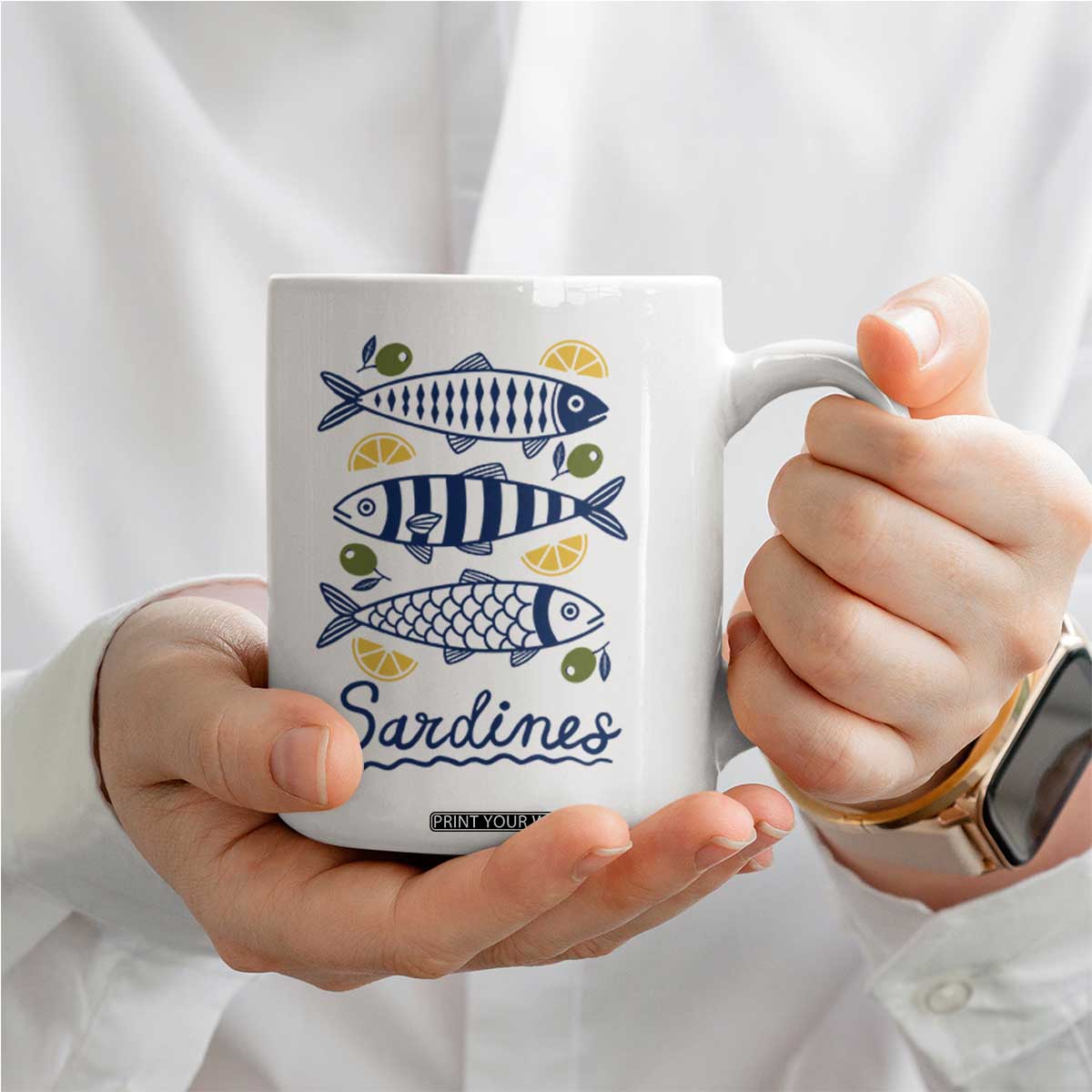 Minimal Sardines Fishermen Aesthetic Retro Coffee Mug TS11 Print Your Wear