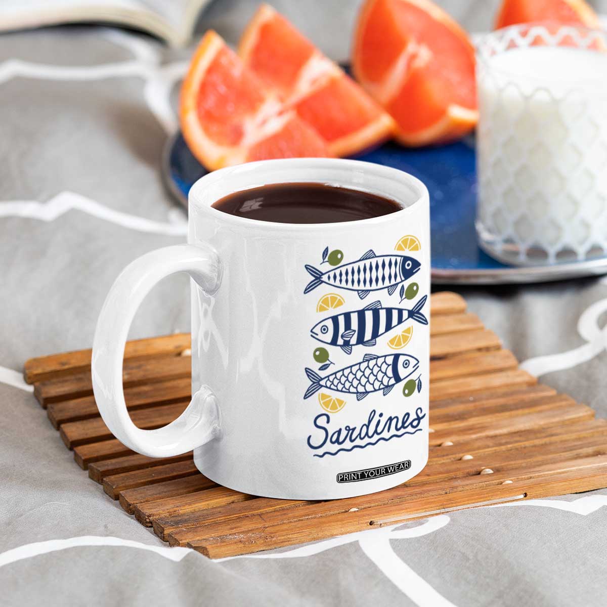 Minimal Sardines Fishermen Aesthetic Retro Coffee Mug TS11 Print Your Wear