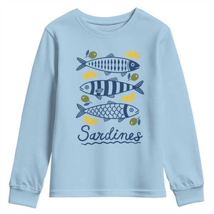 Minimal Sardines Fishermen Aesthetic Retro Youth Sweatshirt TS11 Light Blue Print Your Wear