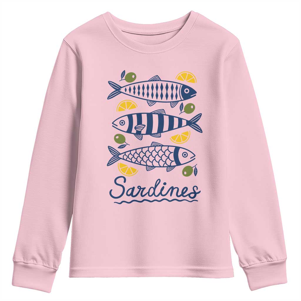 Minimal Sardines Fishermen Aesthetic Retro Youth Sweatshirt TS11 Light Pink Print Your Wear