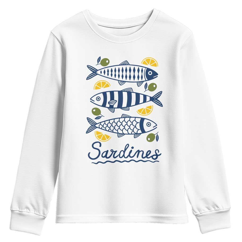 Minimal Sardines Fishermen Aesthetic Retro Youth Sweatshirt TS11 White Print Your Wear