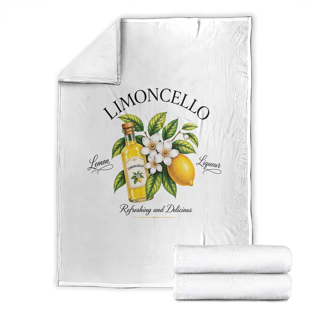 Italian Summer Limoncello Lemon Liqueur Amalfi Italy Throw Blanket TS11 White Print Your Wear
