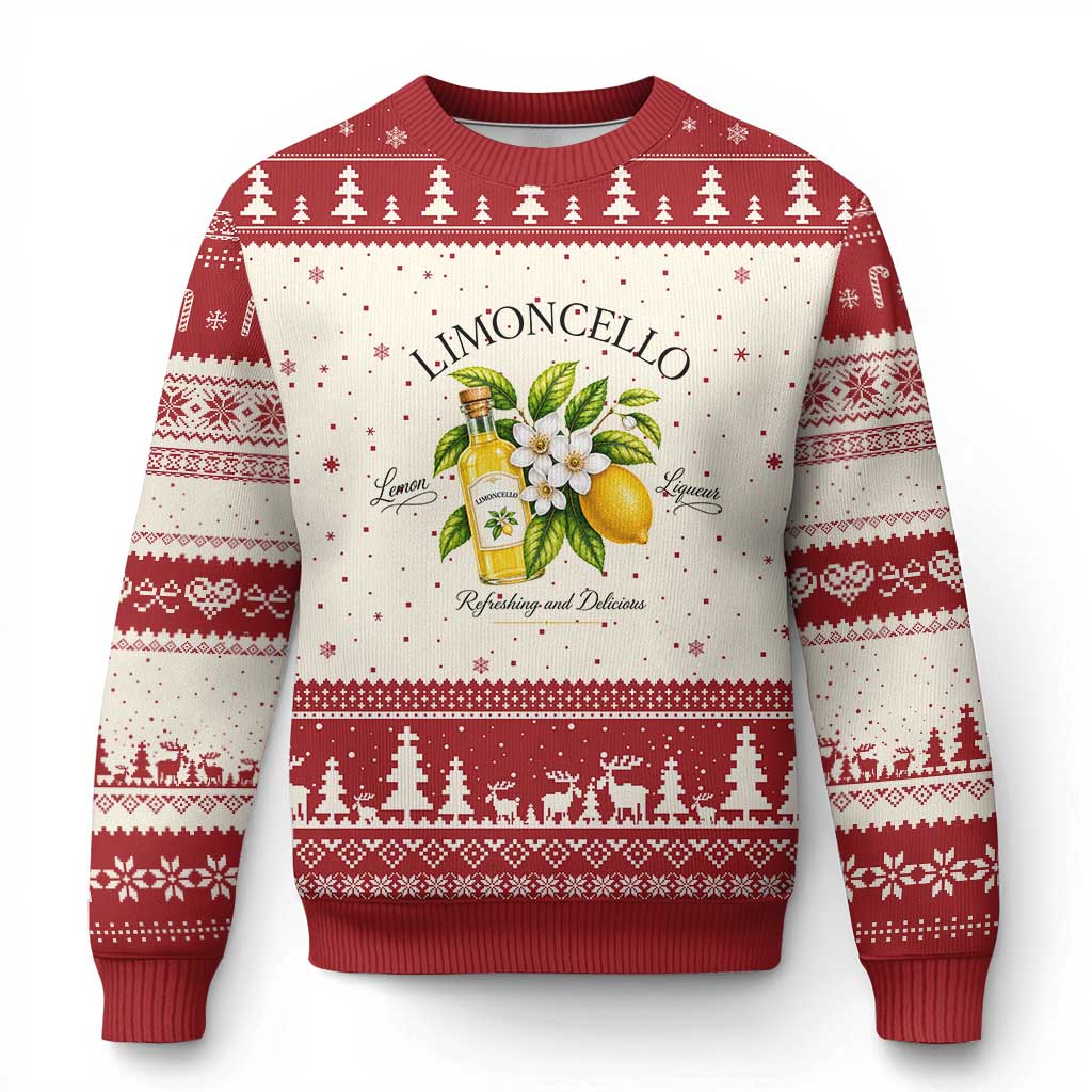 Italian Summer Limoncello Lemon Liqueur Amalfi Italy Ugly Christmas Sweater TS11 Beige Red Print Your Wear
