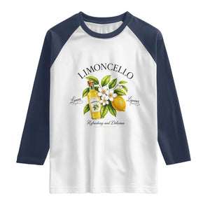 Italian Summer Limoncello Lemon Liqueur Amalfi Italy Raglan Shirt TS11 White Navy Print Your Wear