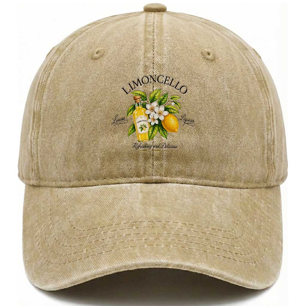 Italian Summer Limoncello Lemon Liqueur Amalfi Italy Washed Cotton Baseball Cap TS11 Print Your Wear