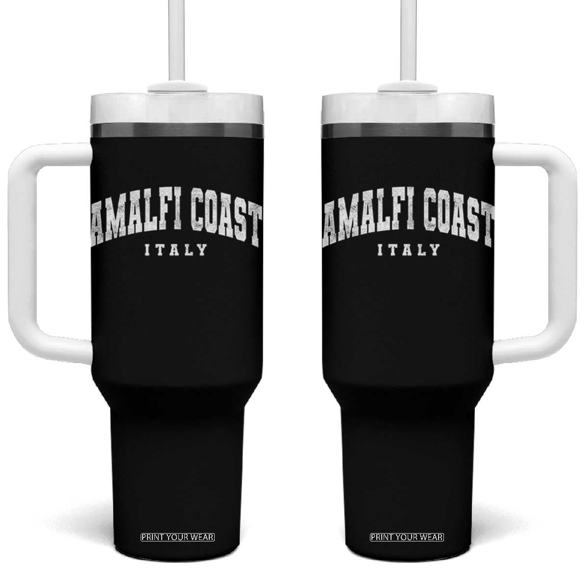 Amalfi Coast Italy Vintage Travel Souvenirs Tumbler With Handle TS11 One Size: 40 oz Black Print Your Wear