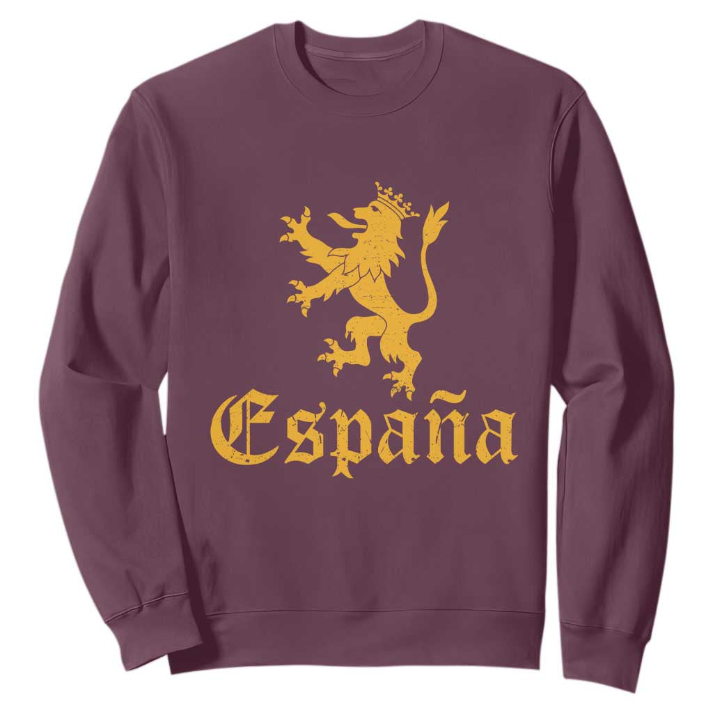 Espana Spain Lion Symbol Spanish Spaniard Pride Sweatshirt TS11 Maroon Print Your Wear
