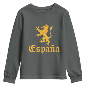 Espana Spain Lion Symbol Spanish Spaniard Pride Youth Sweatshirt TS11 Dark Heather Print Your Wear