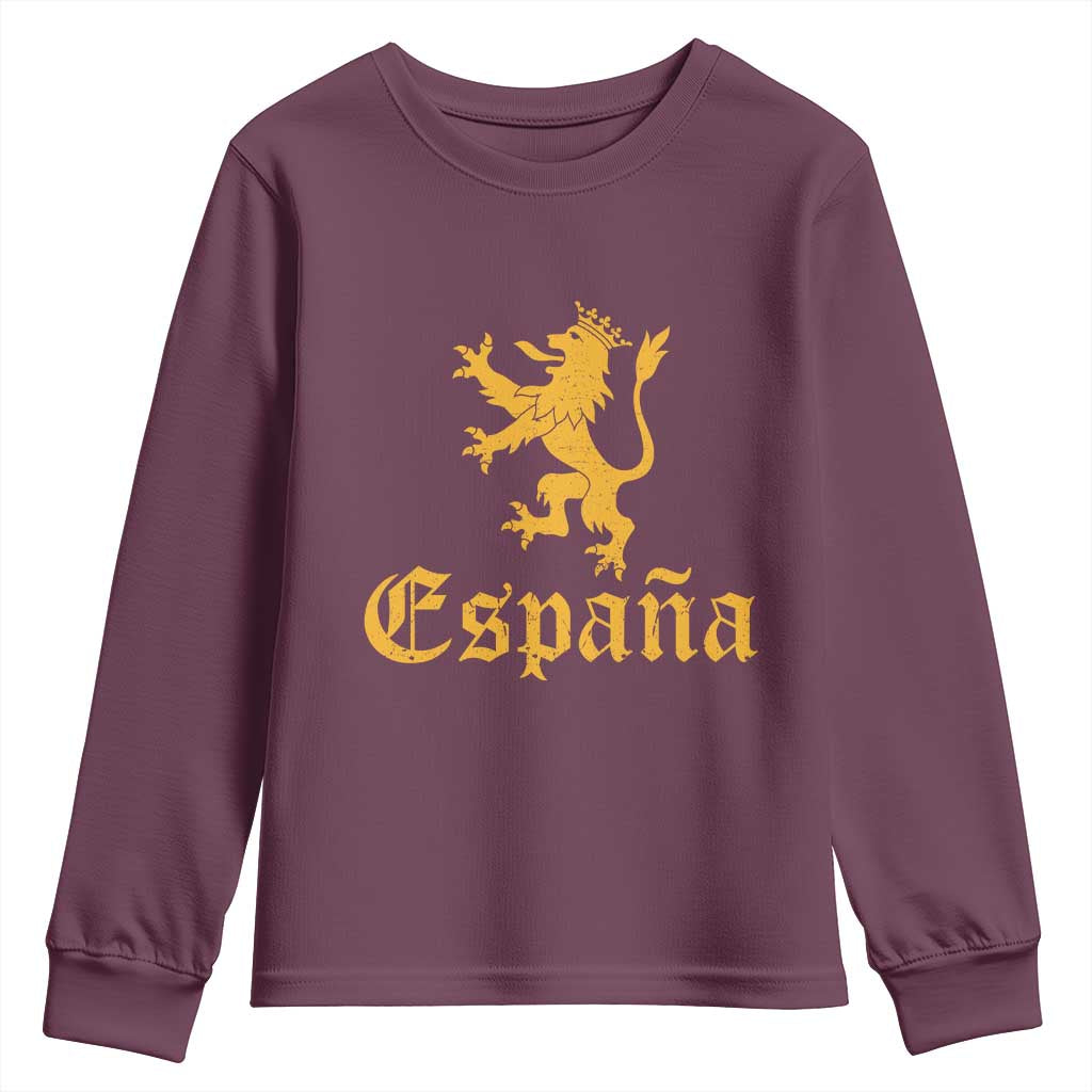 Espana Spain Lion Symbol Spanish Spaniard Pride Youth Sweatshirt TS11 Maroon Print Your Wear
