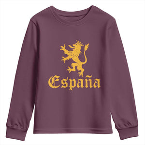 Espana Spain Lion Symbol Spanish Spaniard Pride Youth Sweatshirt TS11 Maroon Print Your Wear