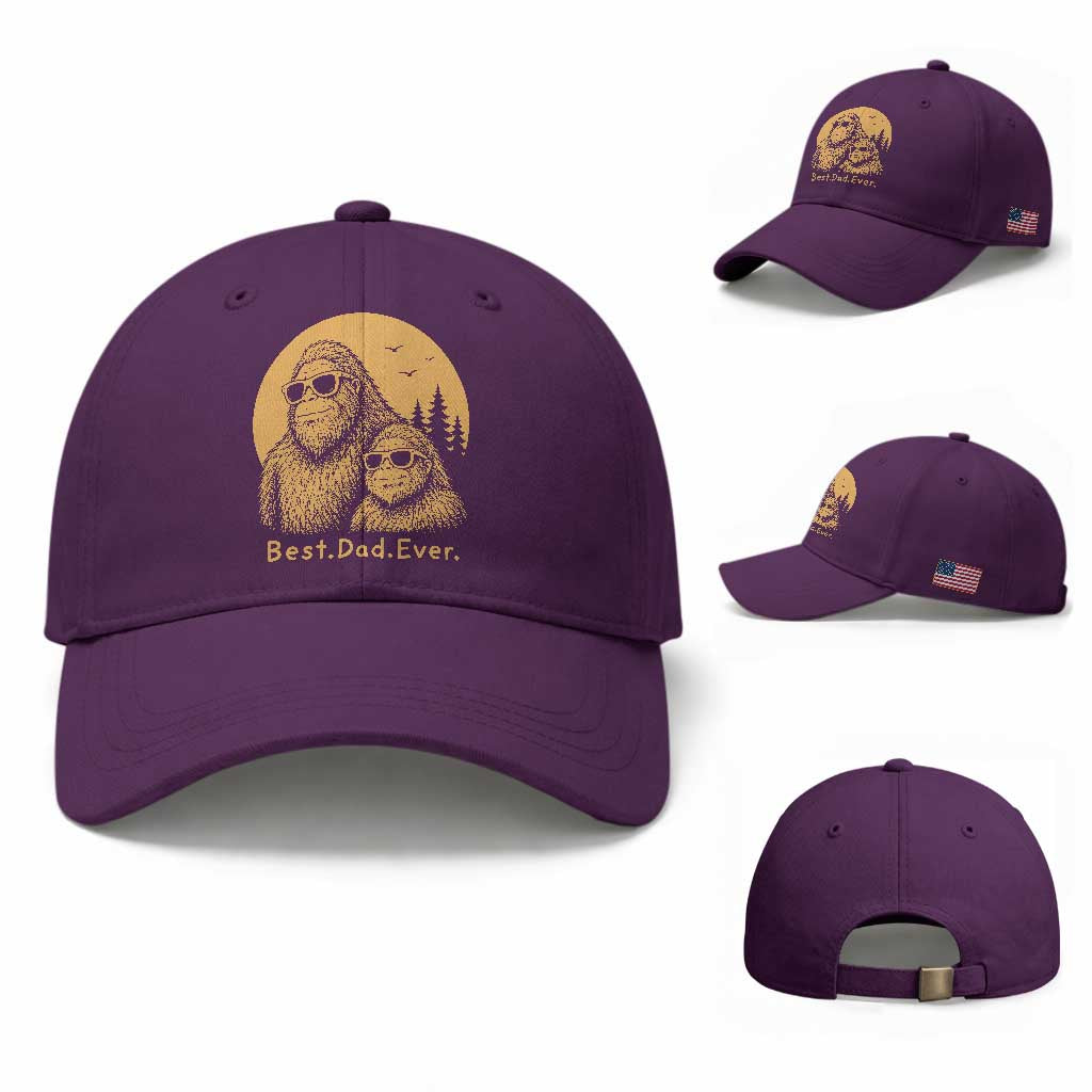 Vintage Best Dad Ever Bigfoot Papa Fathers Day Baseball Cap TS11 Baseball Cap Universal Fit Purple Print Your Wear