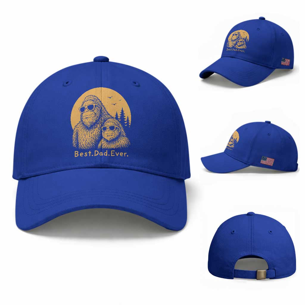 Vintage Best Dad Ever Bigfoot Papa Fathers Day Baseball Cap TS11 Baseball Cap Universal Fit Royal Blue Print Your Wear