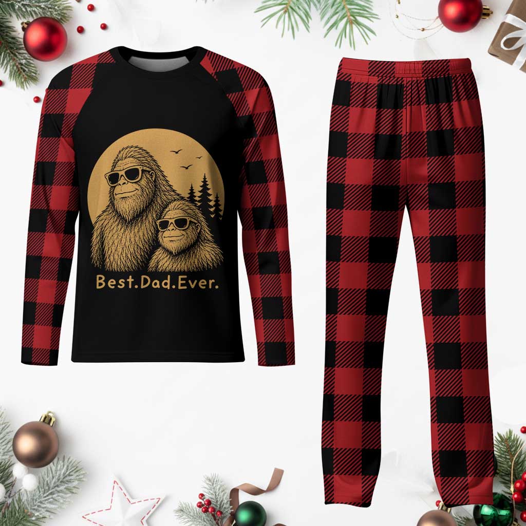 Vintage Best Dad Ever Bigfoot Papa Fathers Day Plaid Pajama Set TS11 Buffalo Plaid Print Your Wear