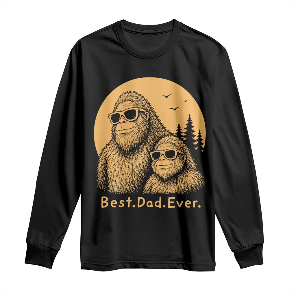 Vintage Best Dad Ever Bigfoot Papa Fathers Day Long Sleeve Shirt TS11 Black Print Your Wear