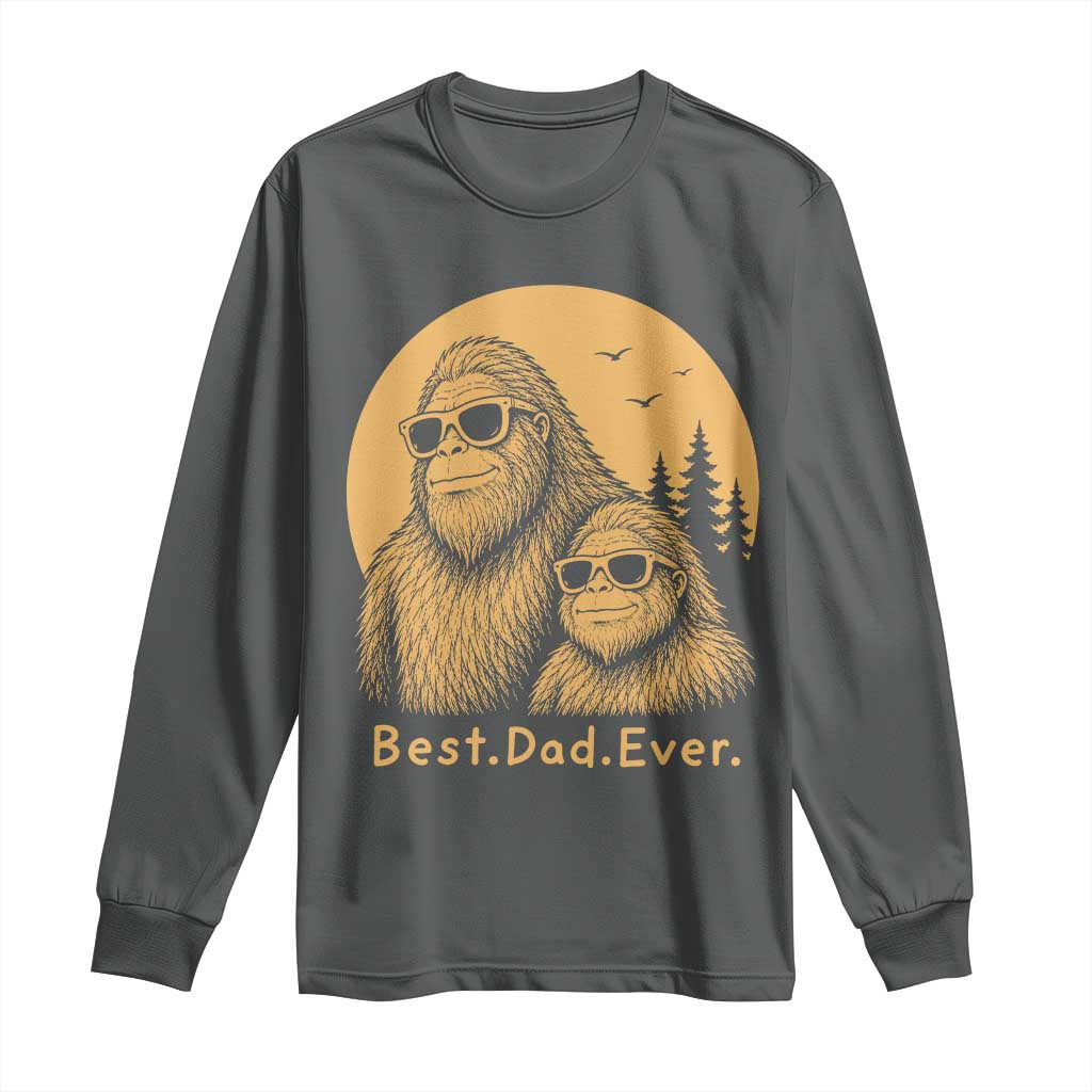 Vintage Best Dad Ever Bigfoot Papa Fathers Day Long Sleeve Shirt TS11 Dark Heather Print Your Wear