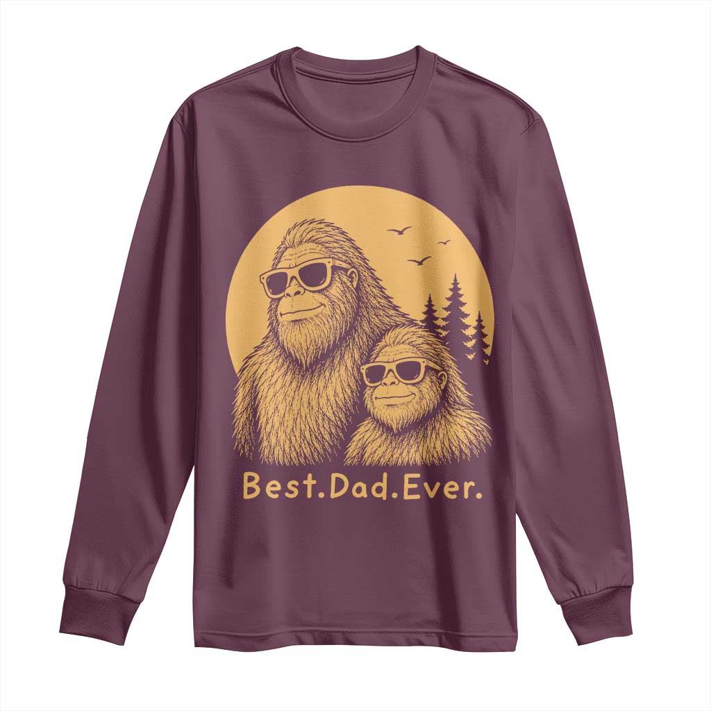 Vintage Best Dad Ever Bigfoot Papa Fathers Day Long Sleeve Shirt TS11 Maroon Print Your Wear