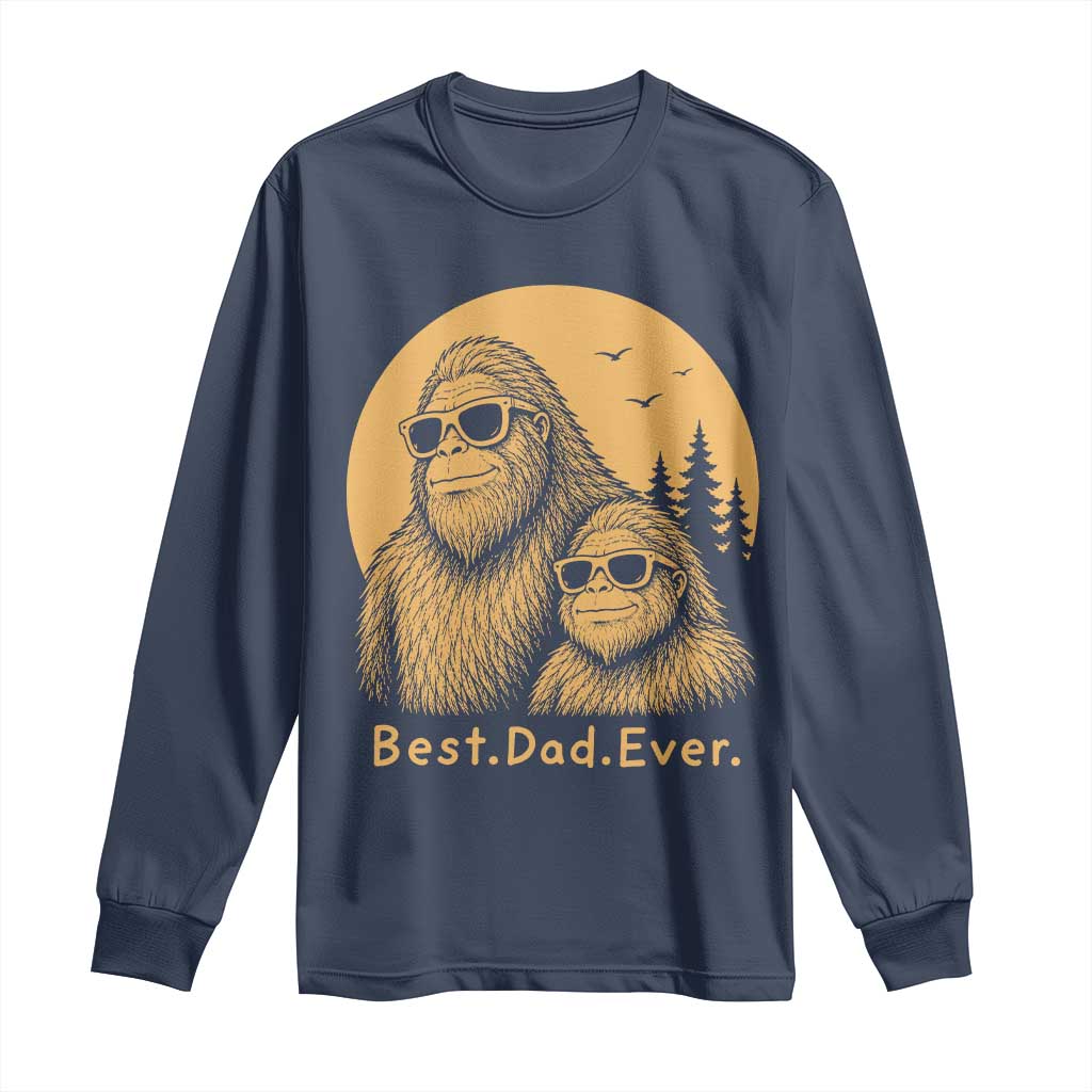 Vintage Best Dad Ever Bigfoot Papa Fathers Day Long Sleeve Shirt TS11 Navy Print Your Wear
