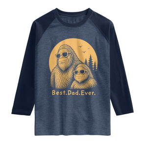 Vintage Best Dad Ever Bigfoot Papa Fathers Day Raglan Shirt TS11 Heather Denim Navy Print Your Wear
