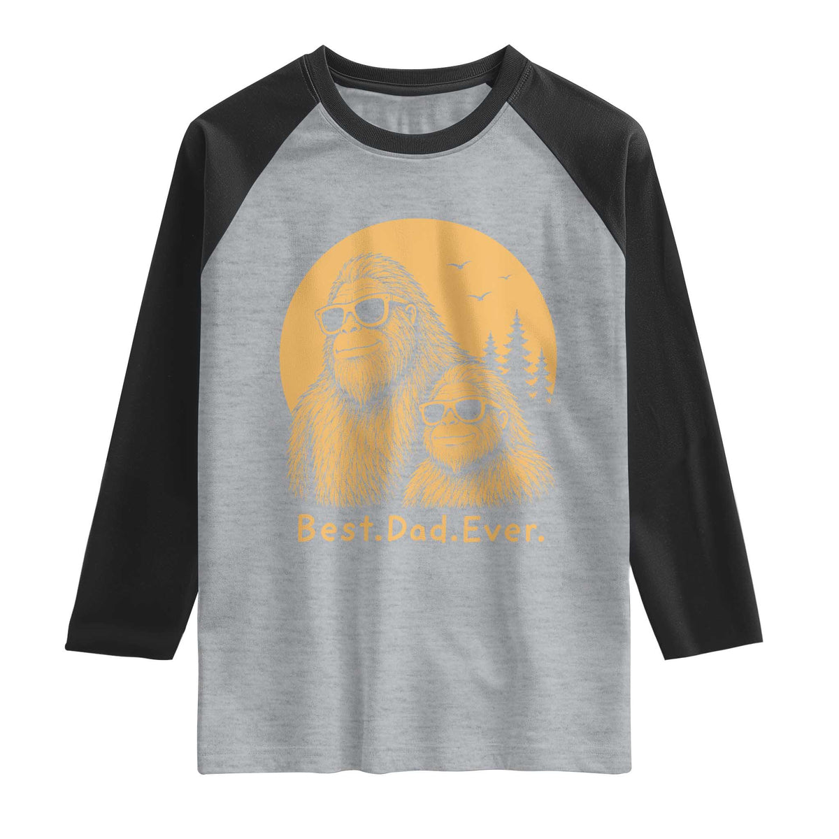 Vintage Best Dad Ever Bigfoot Papa Fathers Day Raglan Shirt TS11 Heather Gray Black Print Your Wear