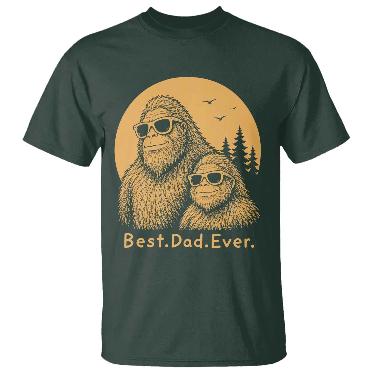 Vintage Best Dad Ever Bigfoot Papa Fathers Day T Shirt TS11 Dark Forest Green Print Your Wear