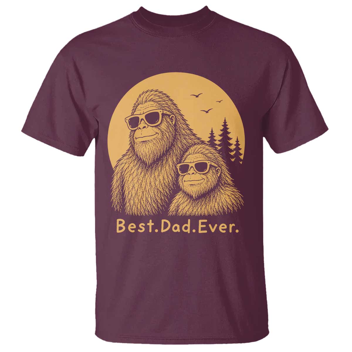 Vintage Best Dad Ever Bigfoot Papa Fathers Day T Shirt TS11 Maroon Print Your Wear